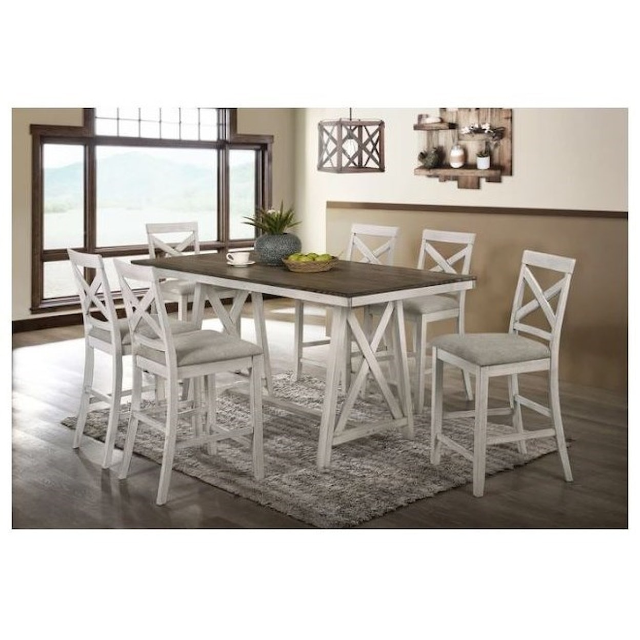 New Classic Furniture SOMERSET 7-Piece Counter Table and Chair Set