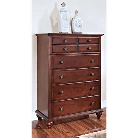 Six Drawer Chest with Metal Drawer Knobs