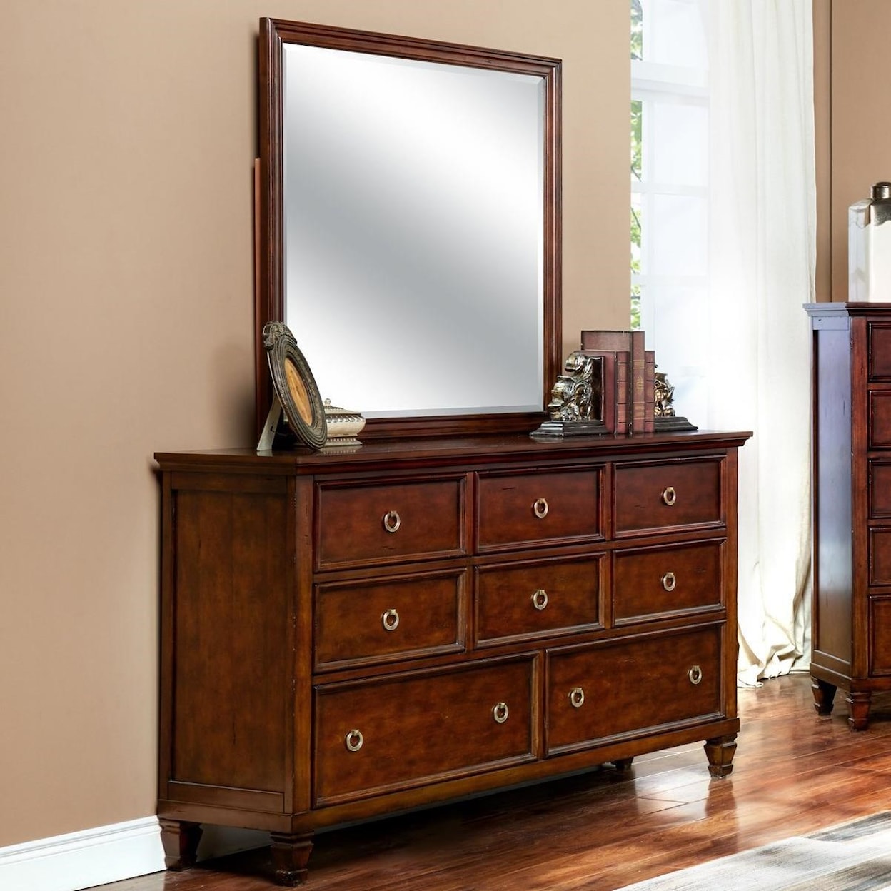 New Classic Furniture Tamarack Dresser and Mirror Set