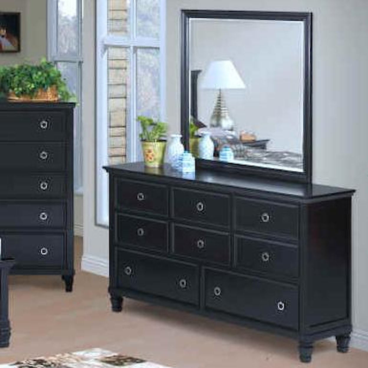 New Classic Furniture Tamarack Dresser and Mirror Set