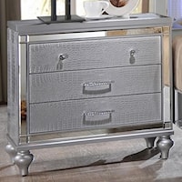 Three Drawer Nightstand with Mirror Accents