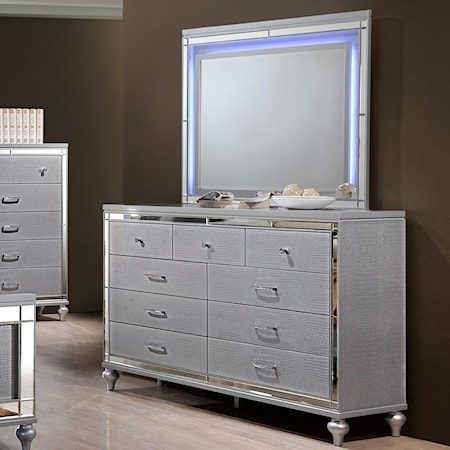 Dresser and Mirror Set