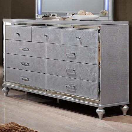 Nine Drawer Dresser with Turned Feet