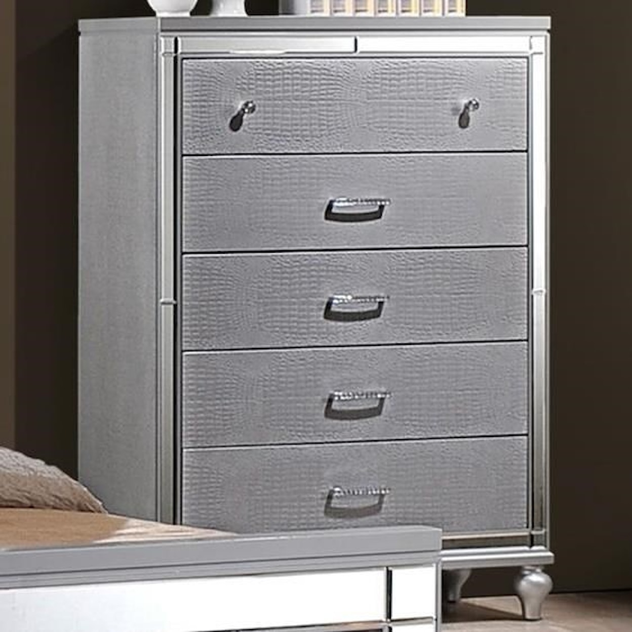New Classic Valentino BA9698S-070 Five Drawer Chest with Mirrored Trim ...