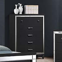Five Drawer Chest with Mirrored Trim