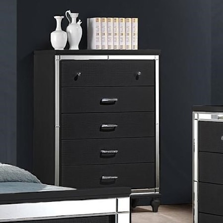 MILAN BLACK 5 DRAWER CHEST |