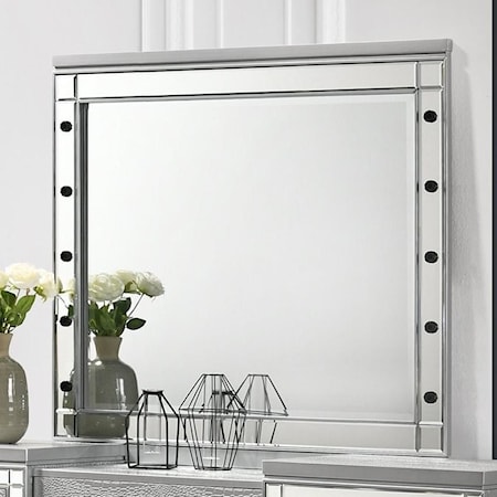 MILAN SILVER VANITY MIRROR | (BULBS NOT INCL