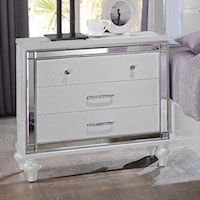 Three Drawer Nightstand with Mirror Accents