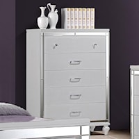 Five Drawer Chest with Mirrored Trim