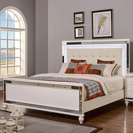 MILAN WHITE LIGHT UP QUEEN BED |