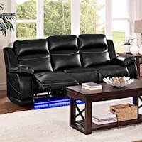 Casual Reclining Sofa with Power Footrest and Lighted Base