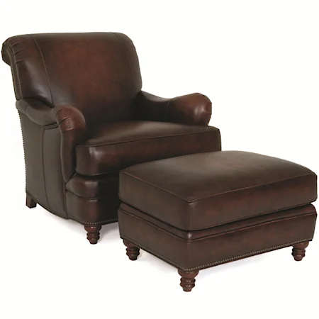 Traditional Chair And Ottoman With Nailhead Trim