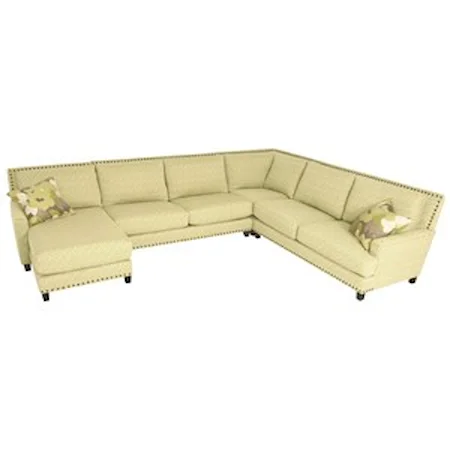 Sectional Sofa with Chaise and Optional Nail Head Trim
