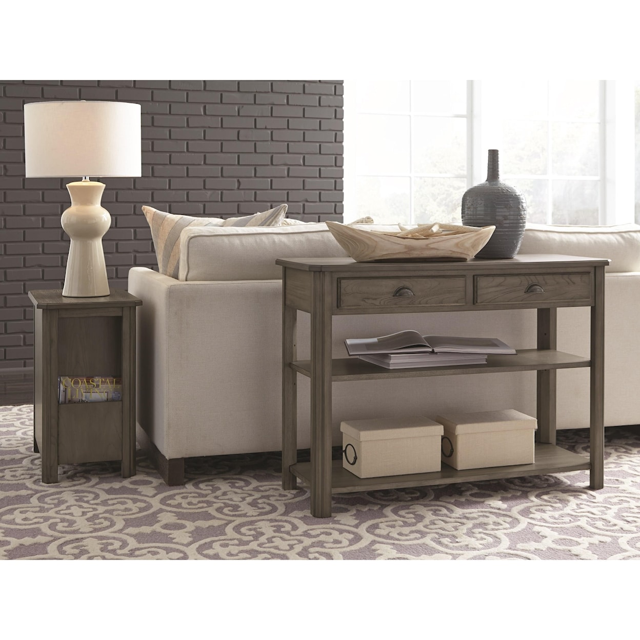 Null Furniture Lakeland Oak Chairside Cabinet Table