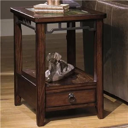 Rectangular End Table with Inset Stone Top