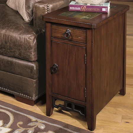 Transitional Chairside Cabinet Table with Magazine Storage