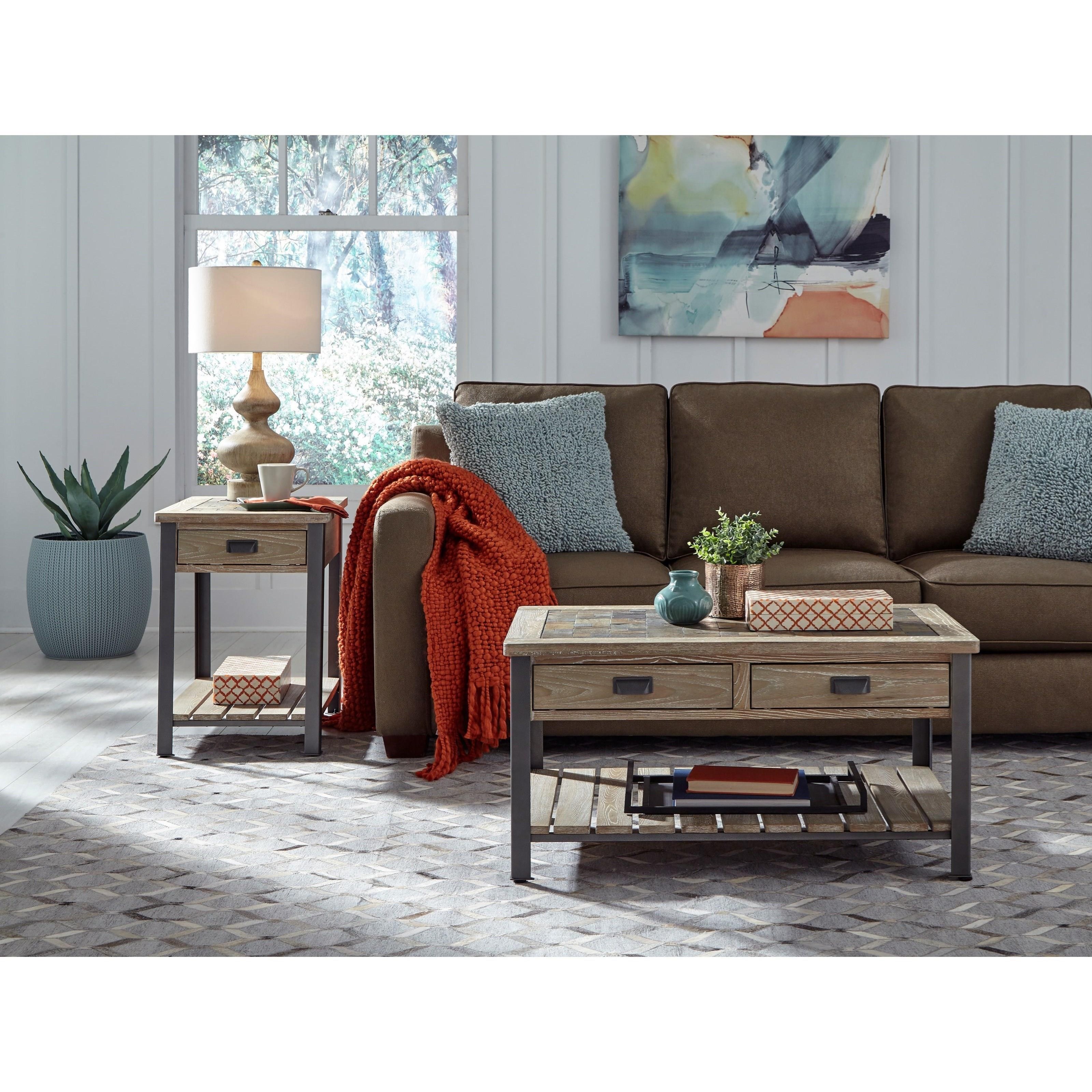Null Furniture 9918 Rectangular Cocktail Table with Patchwork