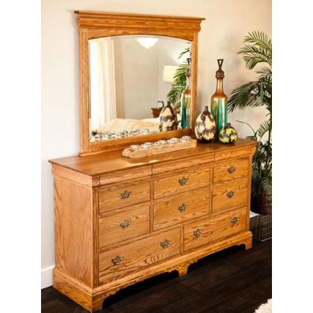 Oakwood Industries Edinburgh 8440x1+x1 8-Drawer Dresser with 3 Hidden Drawers and Wood-Framed Mirror | Mueller Furniture | Dresser + Mirror Combo Oakwood Industries Edinburgh 8440x1+x1 8-Drawer Dresser with 3 Hidden Drawers and Wood-Framed Mirror | Mueller Furniture | Dresser + Mirror Combo