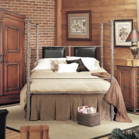 Collette Metal Poster Bed with Upholstered Accents