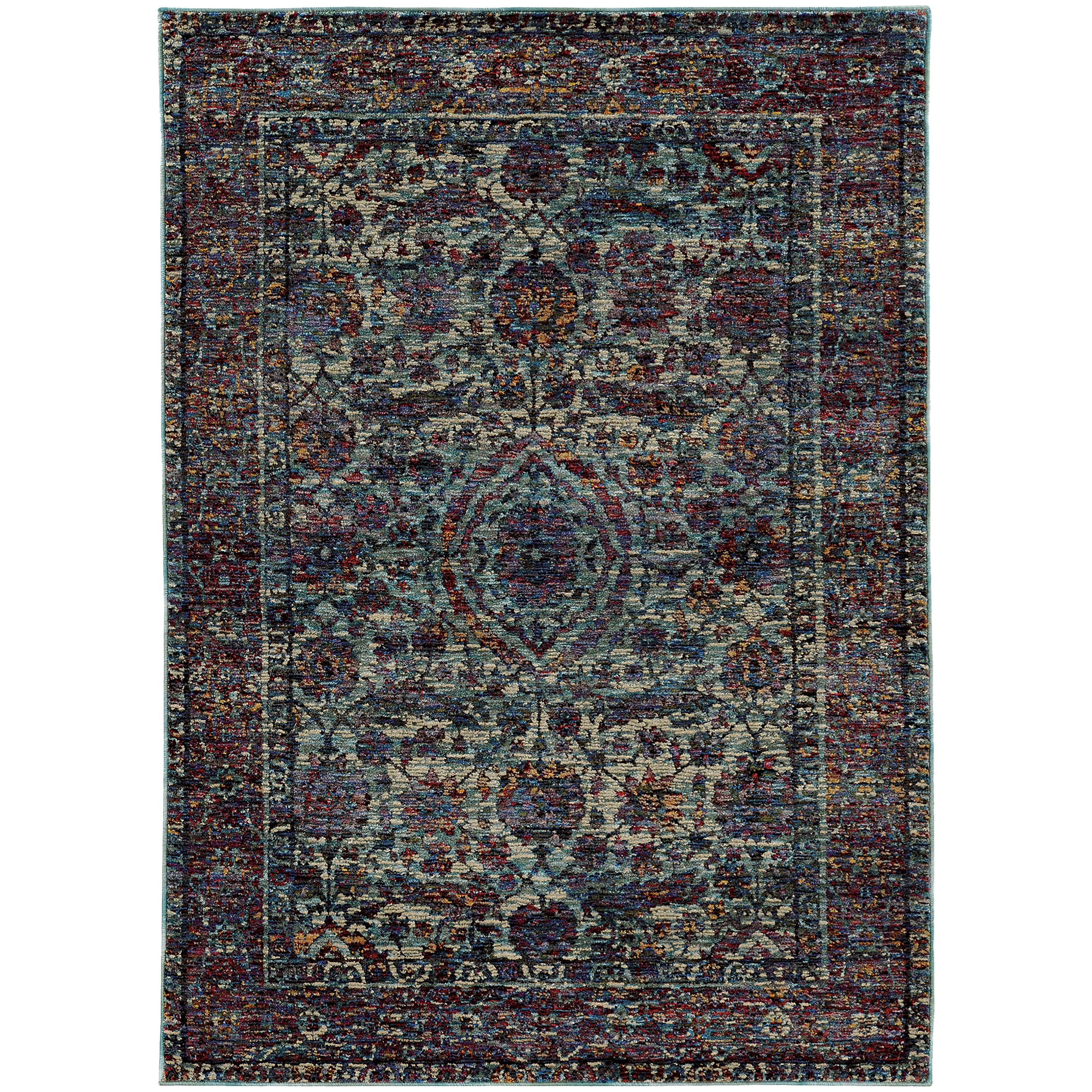 3' 3" X  5' 2" Casual Blue/ Purple Rectangle