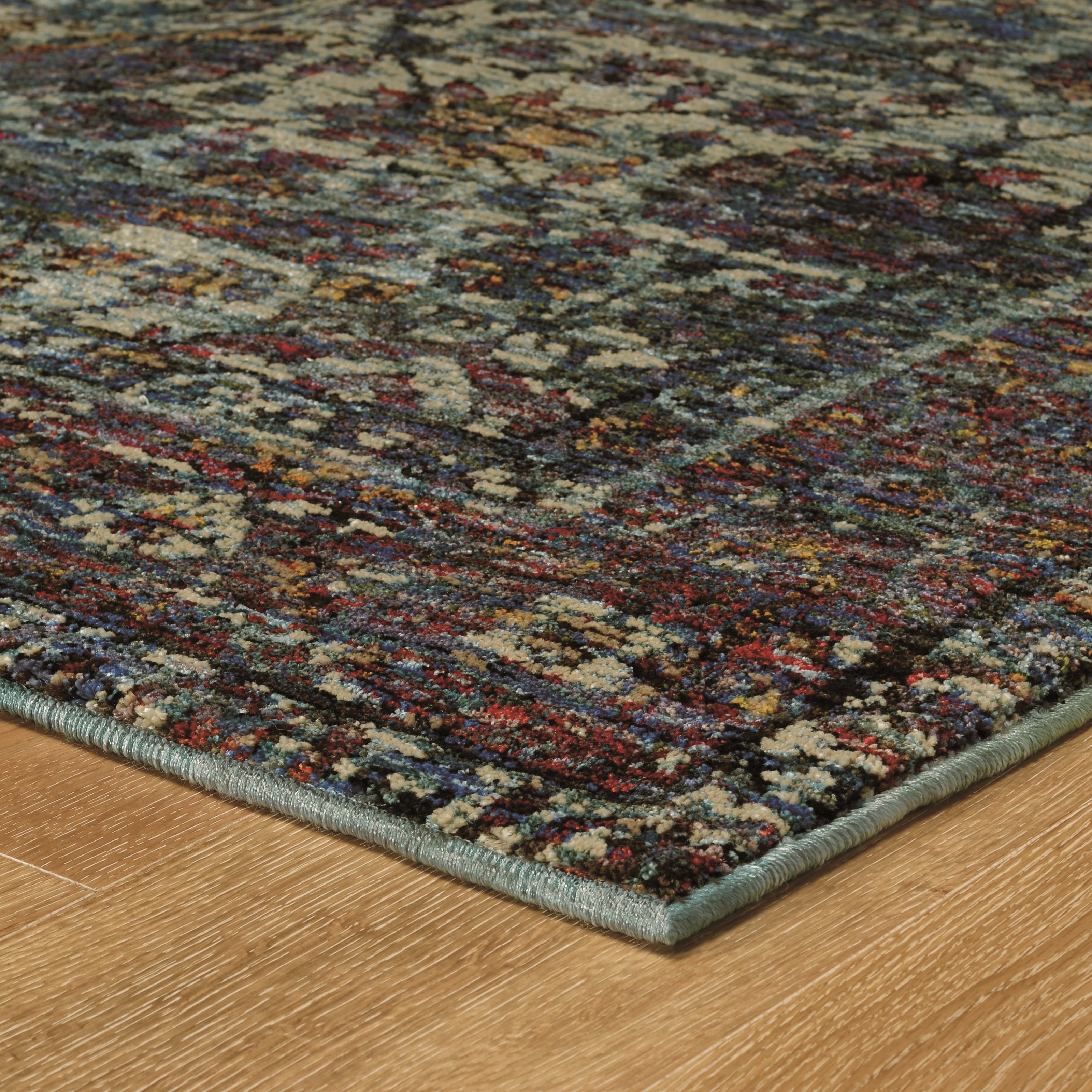 3' 3" X  5' 2" Casual Blue/ Purple Rectangle