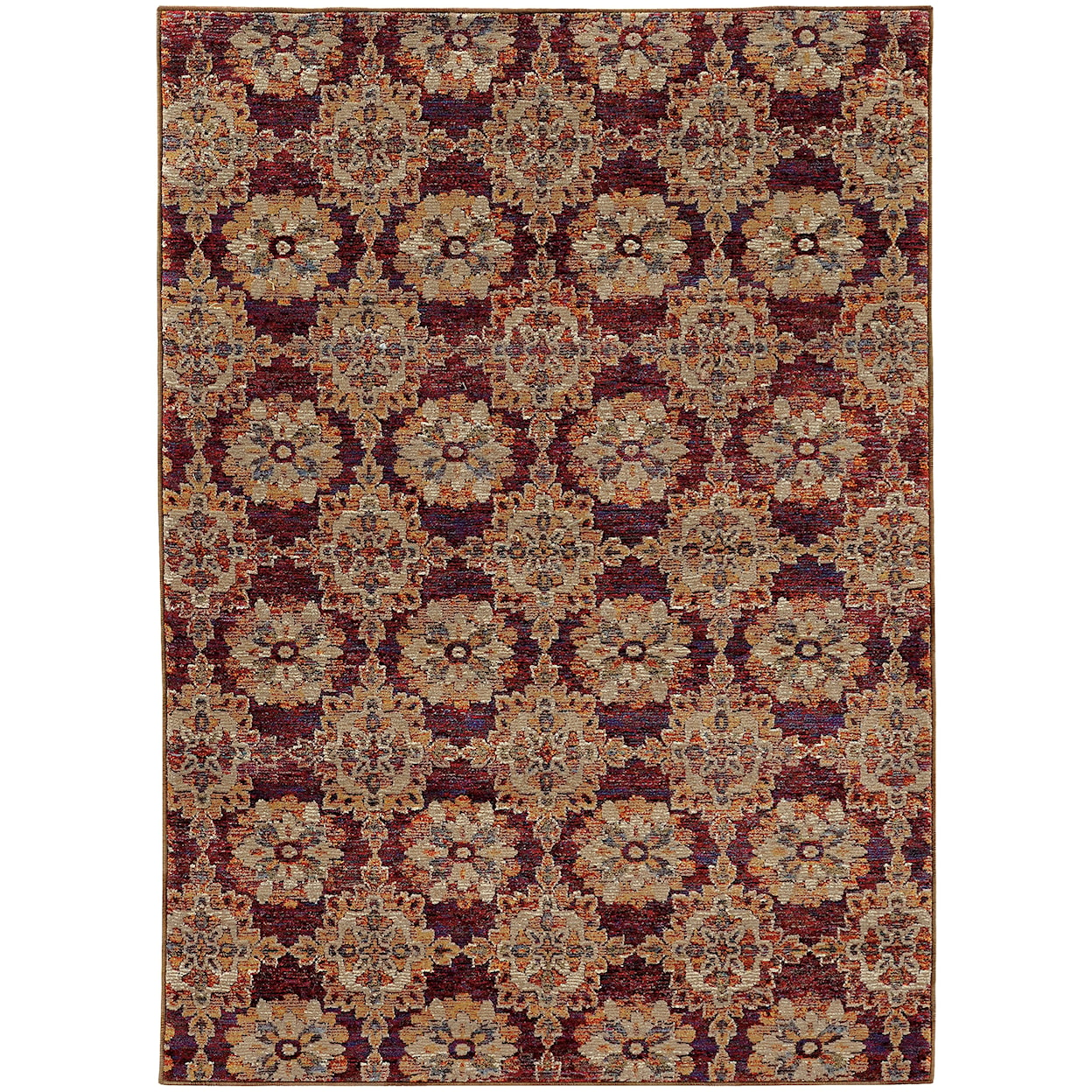 Oriental Weavers Andorra 3' 3" X  5' 2" Casual Red/ Gold Rectangle Ru