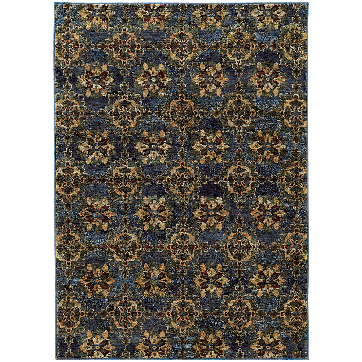 Oriental Weavers Andorra 3' 3" X  5' 2" Casual Blue/ Gold Rectangle R