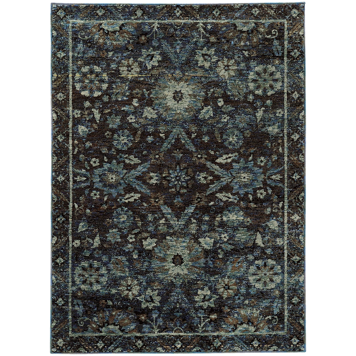 Oriental Weavers Andorra 6' 7" X  9' 6" Casual Navy/ Blue Rectangle R