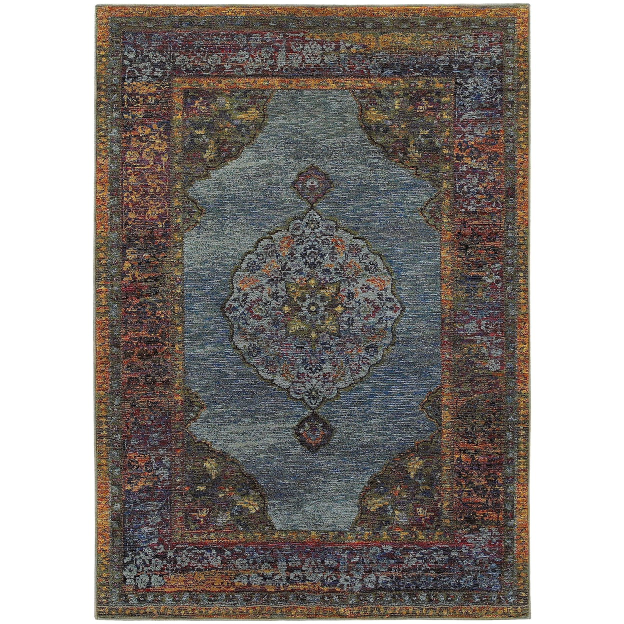 Oriental Weavers Andorra 6' 7" X  9' 6" Traditional Blue/ Multi Recta