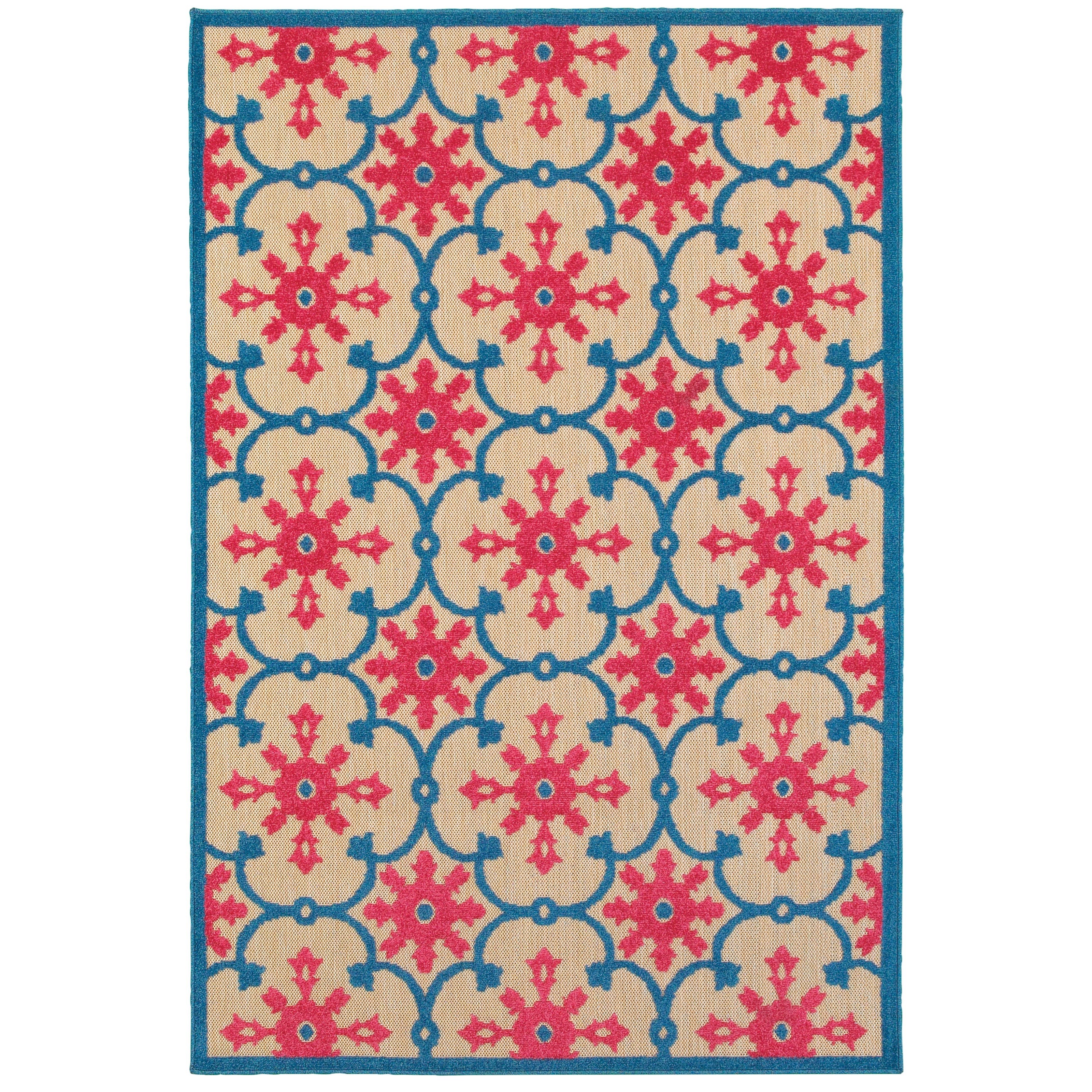 Oriental Weavers Cayman 3'10" X  5' 5" Outdoor Sand/ Pink Rectangle