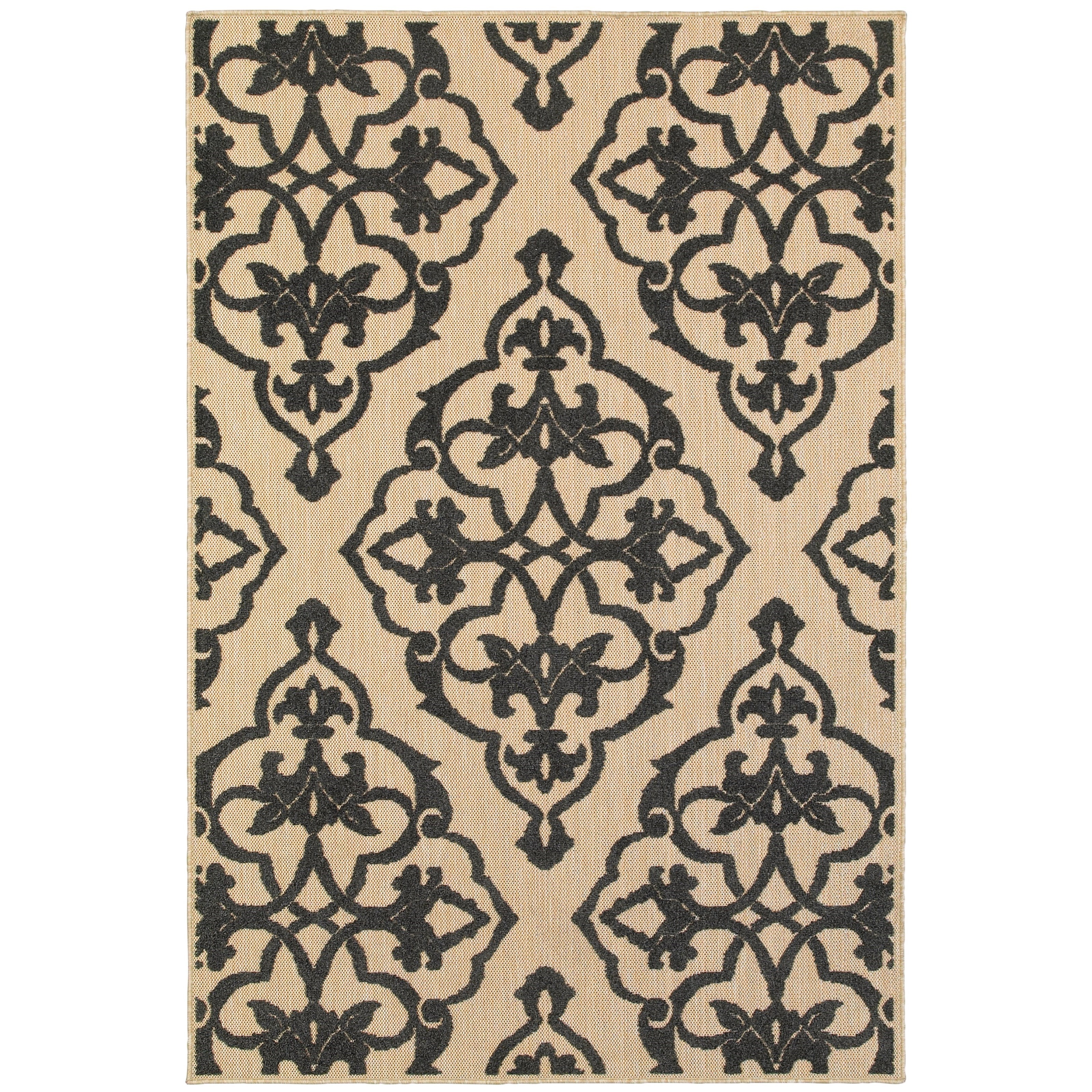 Oriental Weavers Cayman 3'10" X  5' 5" Outdoor Sand/ Charcoal Rectan