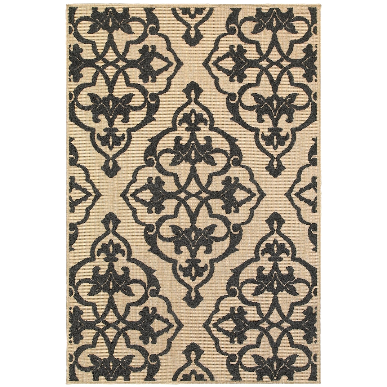 Oriental Weavers Cayman 3'10" X  5' 5" Outdoor Sand/ Charcoal Rectan