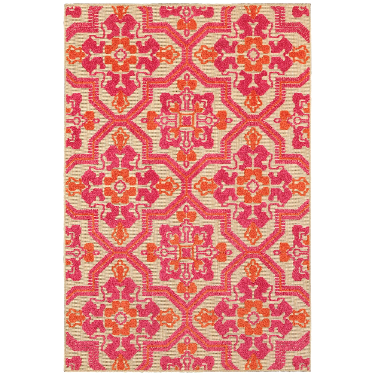 Oriental Weavers Cayman 5' 3" X  7' 6" Outdoor Sand/ Pink Rectangle