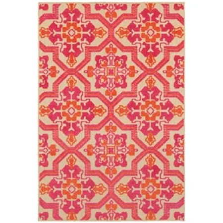 5' 3" X  7' 6" Outdoor Sand/ Pink Rectangle Rug
