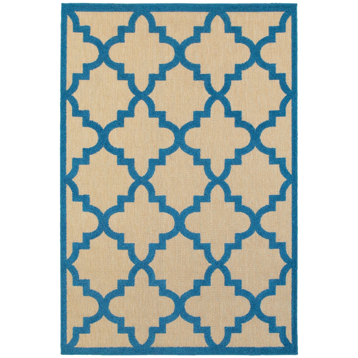 Oriental Weavers Cayman 6' 7" X  9' 6" Outdoor Sand/ Blue Rectangle