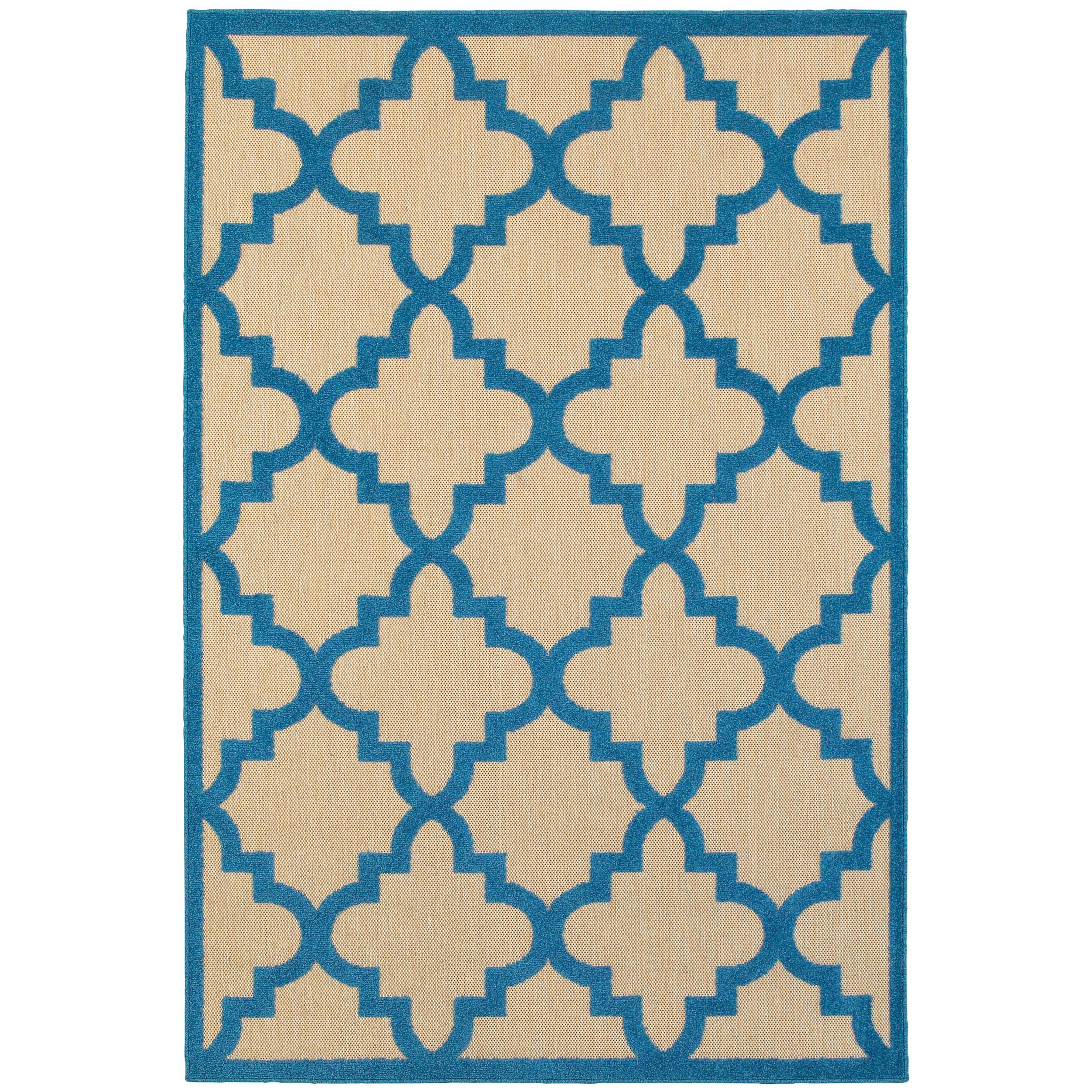 Oriental Weavers Cayman 9'10" X 12'10" Outdoor Sand/ Blue Rectangle