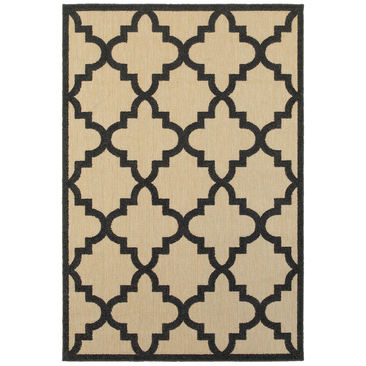 Oriental Weavers Cayman 3'10" X  5' 5" Outdoor Sand/ Charcoal Rectan