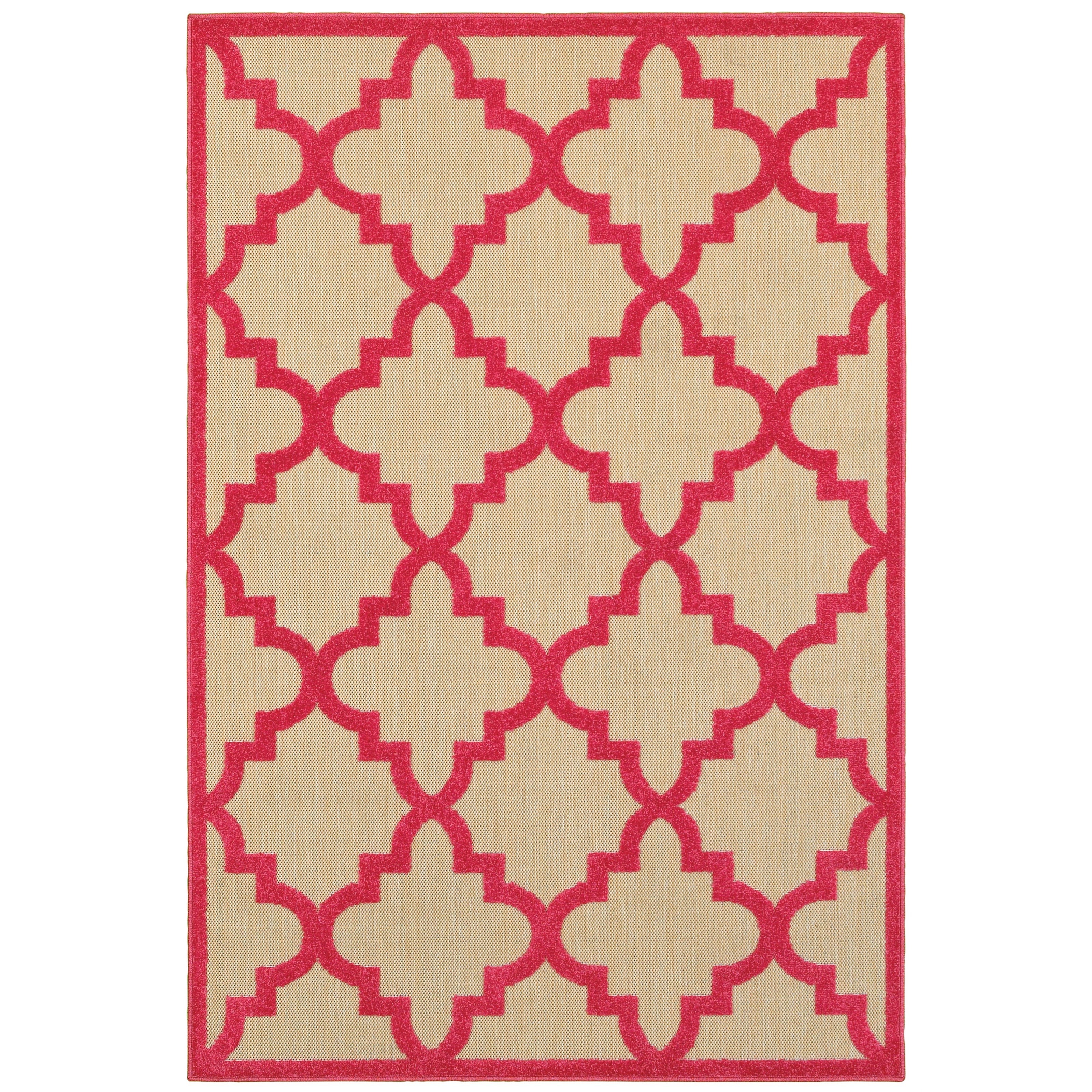 Oriental Weavers Cayman 9'10" X 12'10" Outdoor Sand/ Pink Rectangle