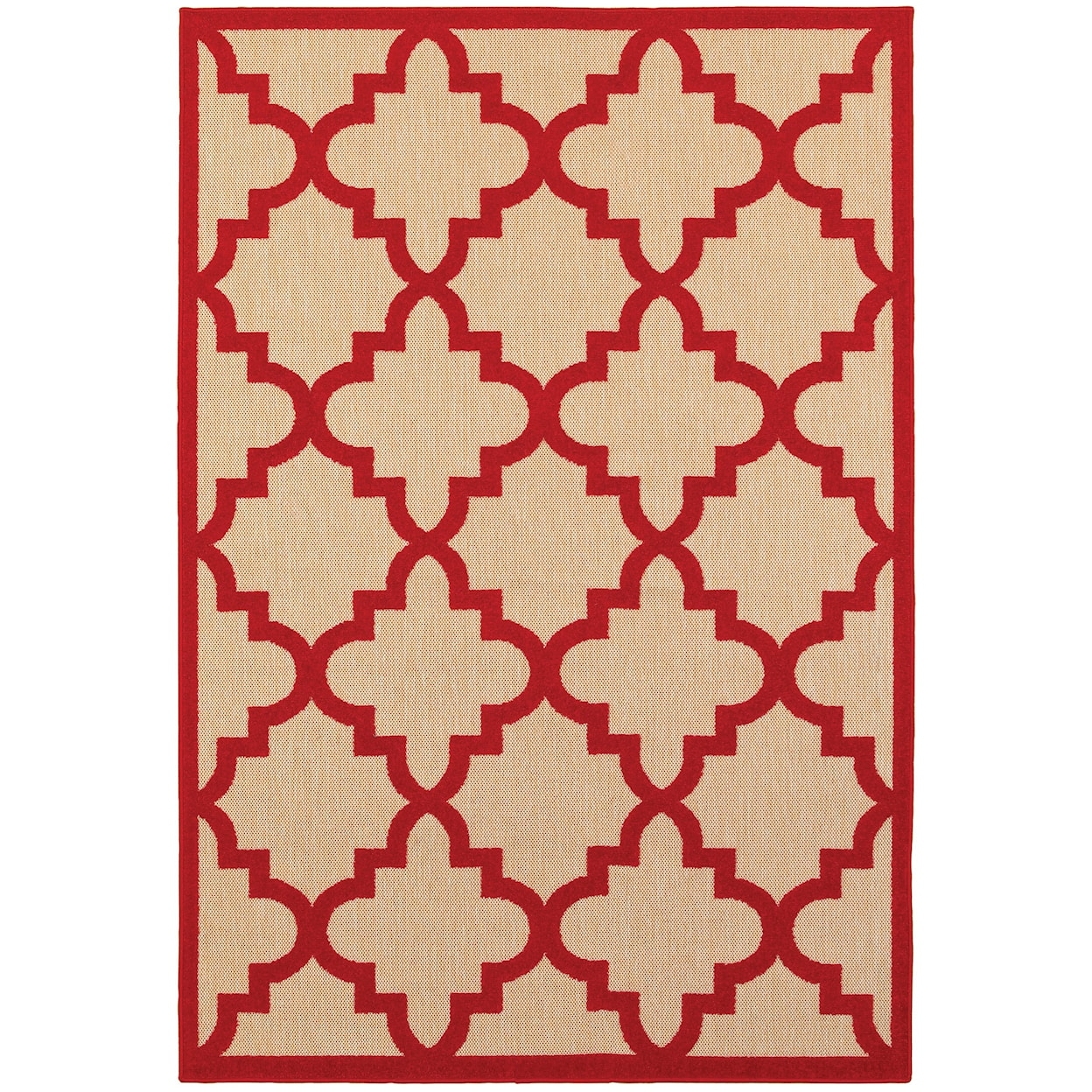 Oriental Weavers Cayman 5' 3" X  7' 6" Outdoor Sand/ Red Rectangle R