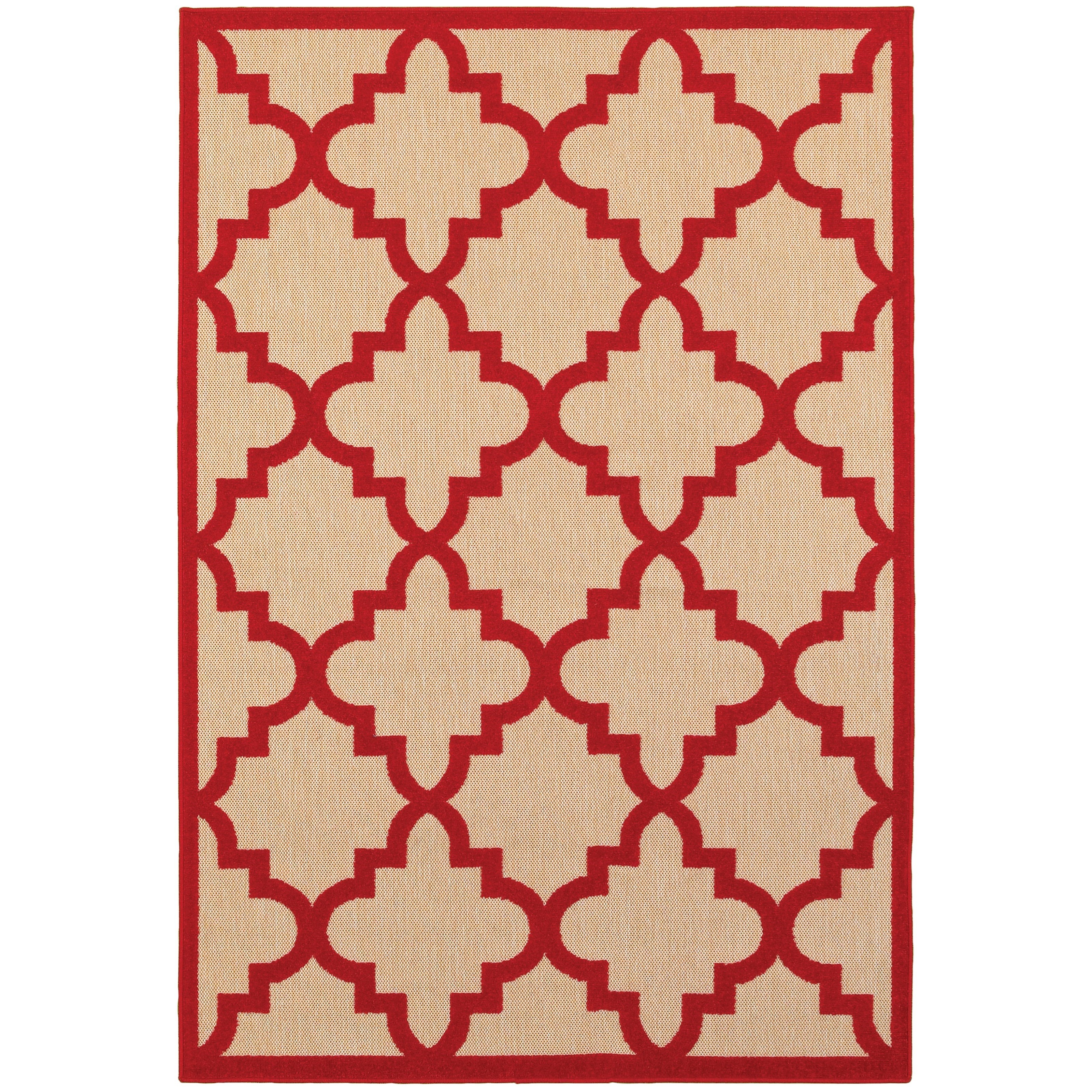 Oriental Weavers Cayman 9'10" X 12'10" Outdoor Sand/ Red Rectangle R