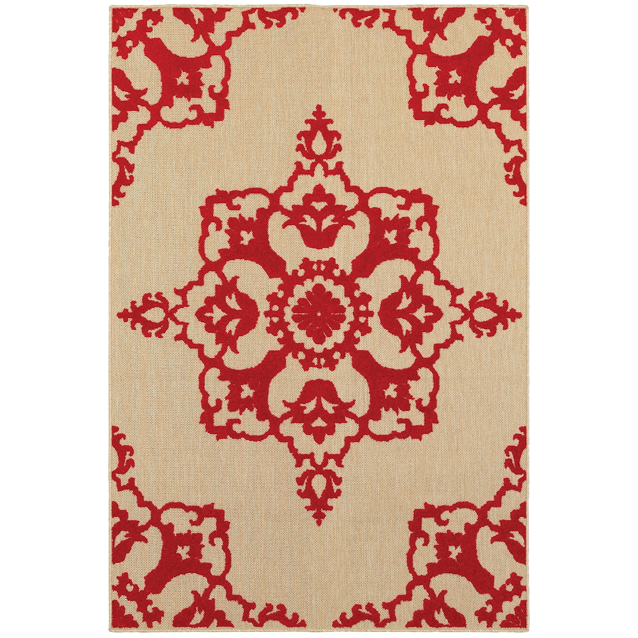 Oriental Weavers Cayman 3'10" X  5' 5" Outdoor Sand/ Red Rectangle R