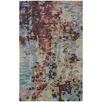 5' 0" X  8' 0" Contemporary Blue/ Multi Rectangle Rug