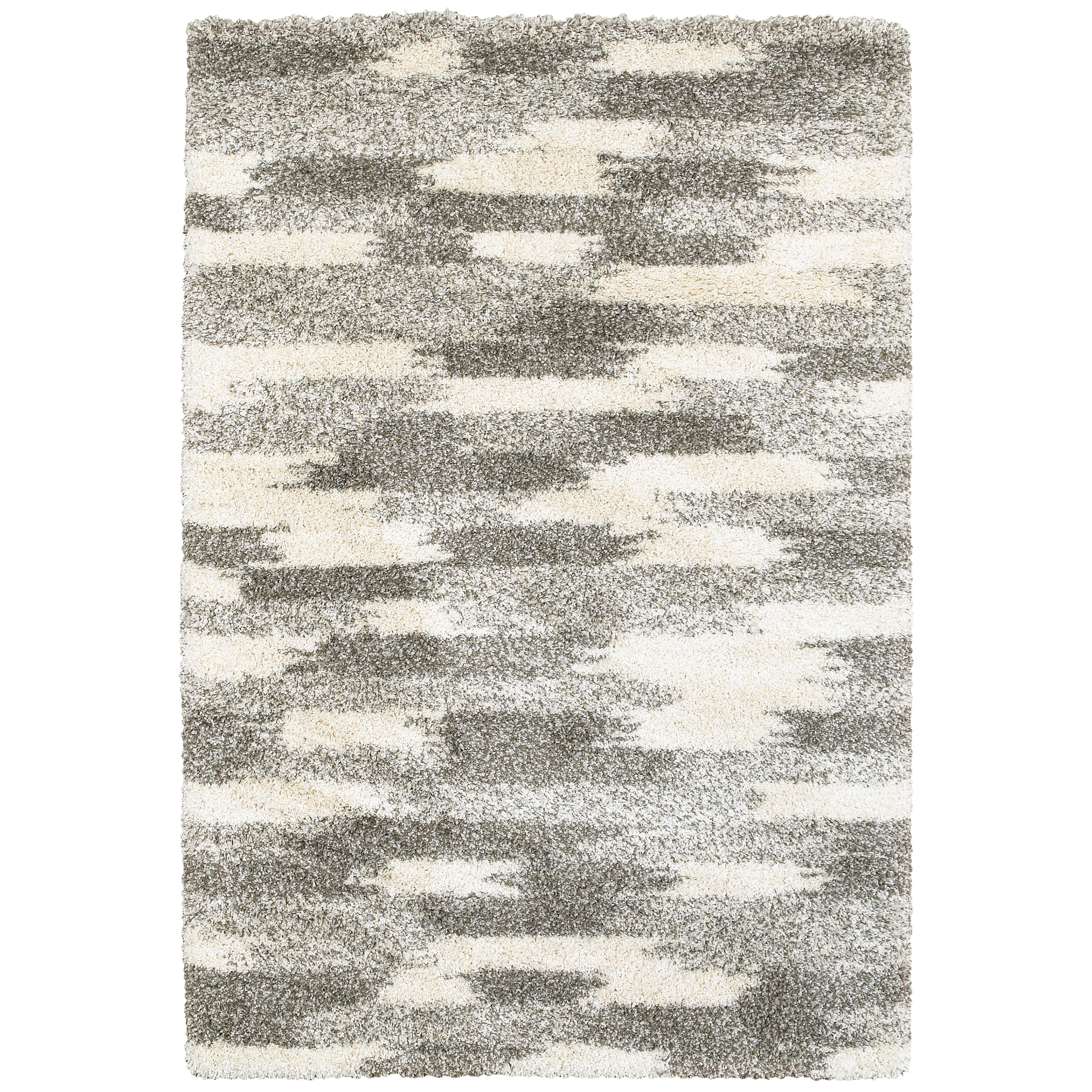 5' 3" X  7' 6" Shag Grey/ Ivory Rectangle Ru