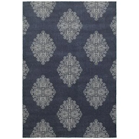 5' 3" X  7' 6" Casual Blue/ Ivory Rectangle Rug