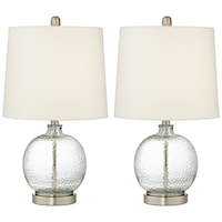 2 Pack Glass And Metal Round Lamps