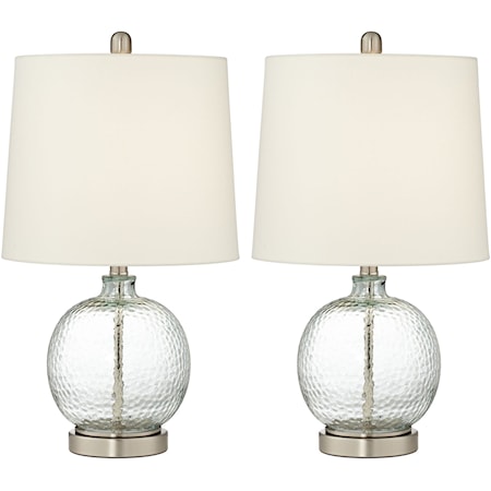 2 Pack Glass And Metal Round Lamps