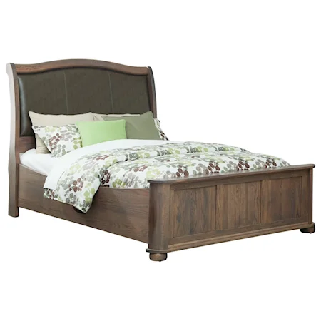 Casual Queen Upholstered Sleigh Bed with Nail Head Trim