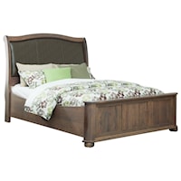 Casual King Upholstered Sleigh Bed with Nailhead Trim