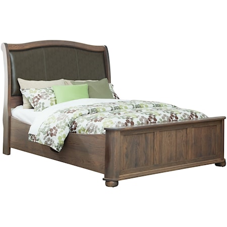 Casual King Upholstered Sleigh Bed with Nailhead Trim