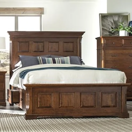 Traditional Queen Size Panel Bed with Storage on Both Sides 